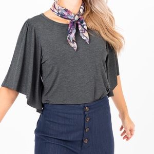 Butterfly sleeve charcoal top